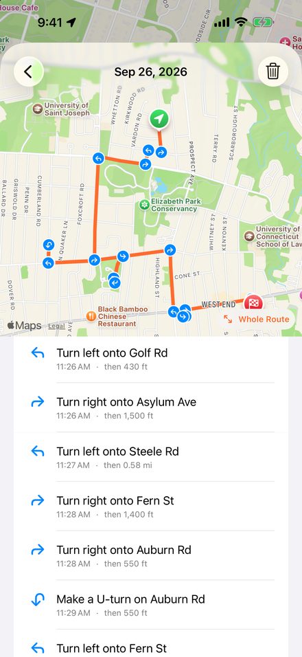 Timestamped turn-by-turn directions